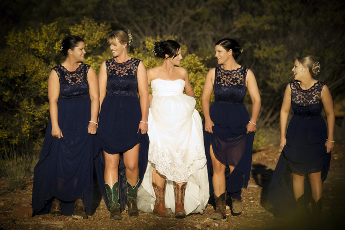bride and bridesmaids at rural wedding Alpha, QLD