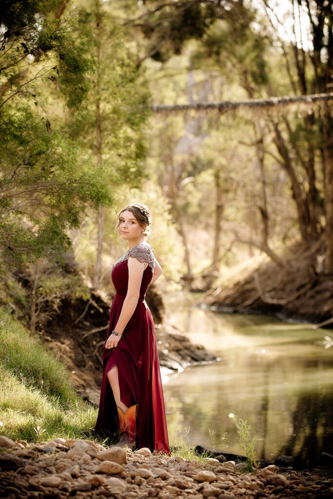 senior formal image taken by river bank Central Queensland