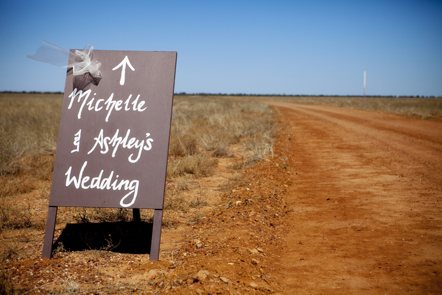 an outback wedding sign