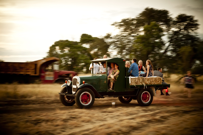 old vintage car at rural wedding