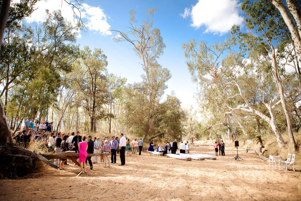 wedding ceremony in the dry river bed, Emerald Queensland