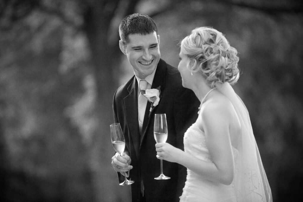 Candid wedding photography capturing an unplanned moment between the couple